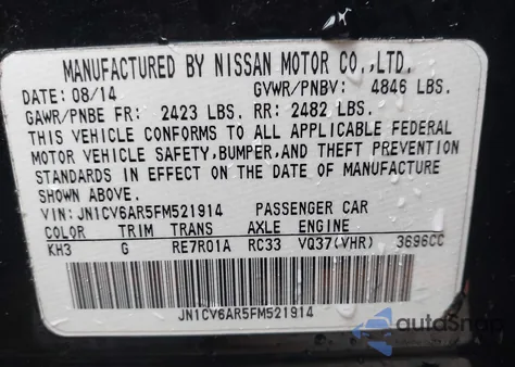 2015 Infiniti Q40 from USA, damaged, VIN JN1CV6AR5FM521914